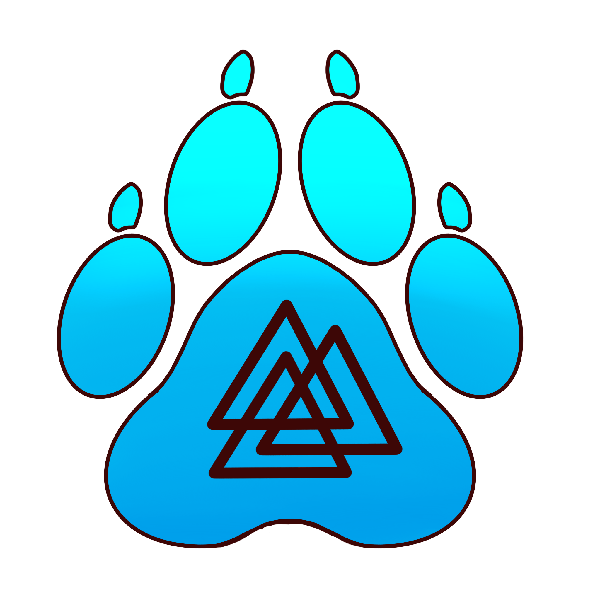  a cyan paw with a valknut on it